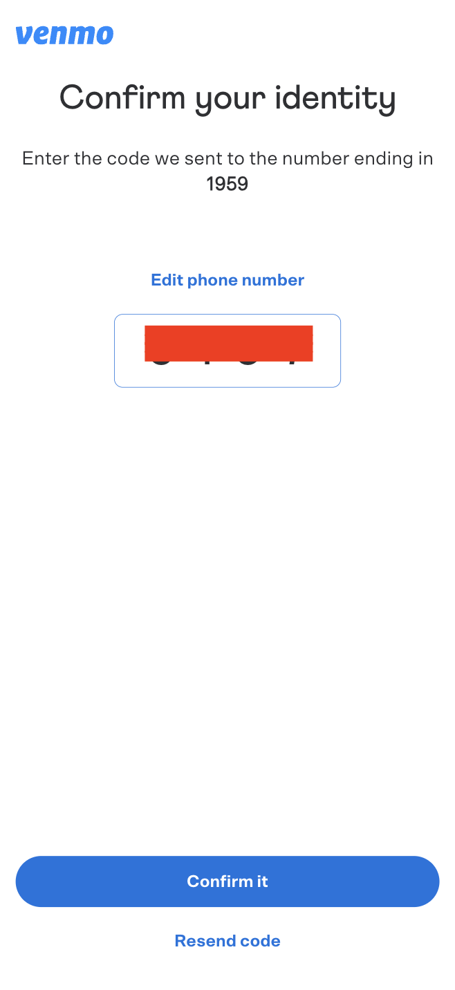 phone number for venmo verification