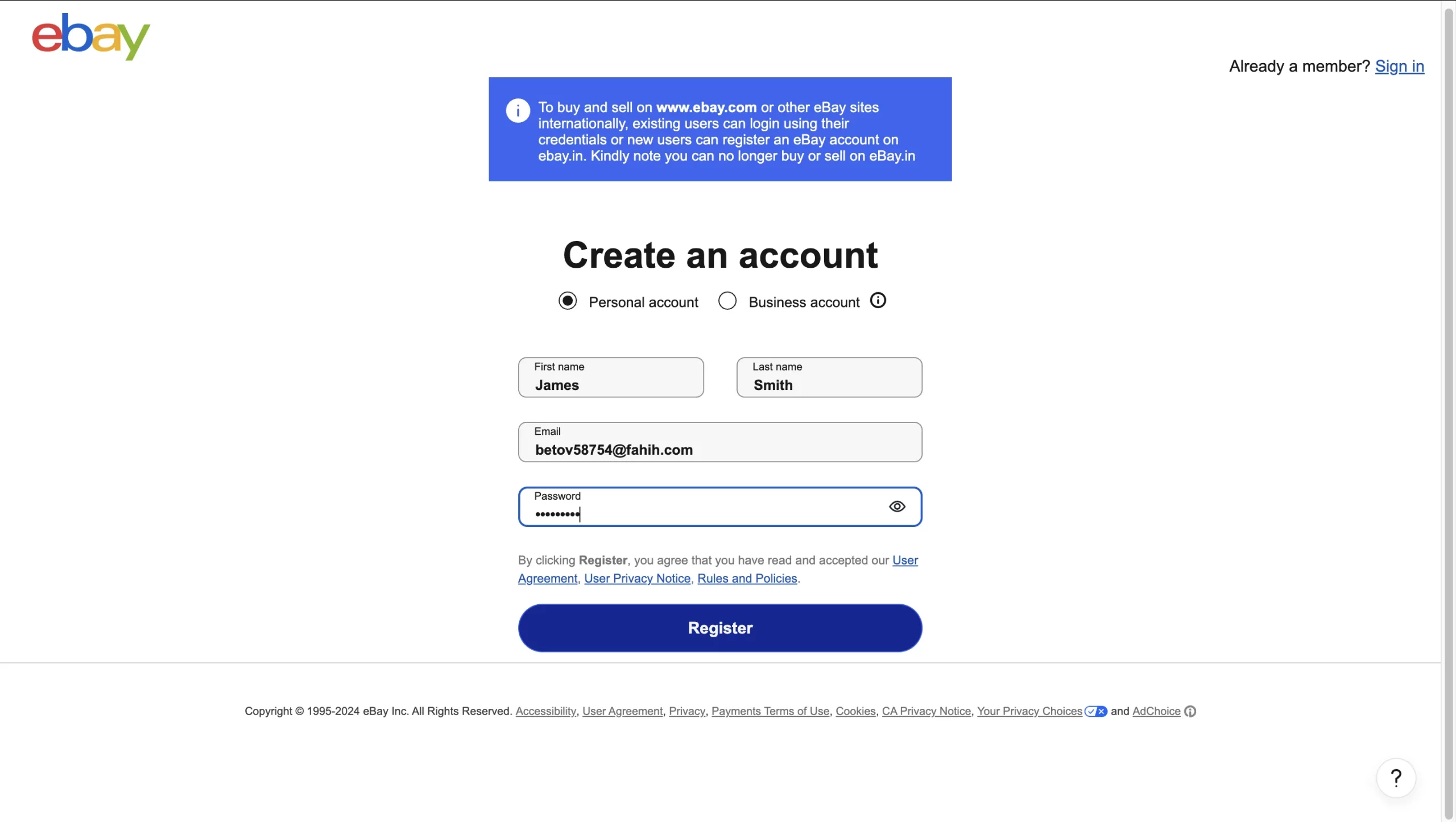 Bypass ebay phone verification