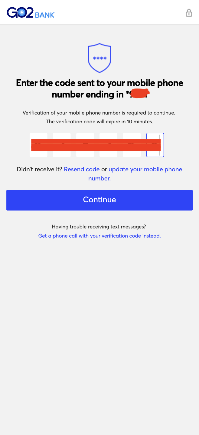 go2bank verification code