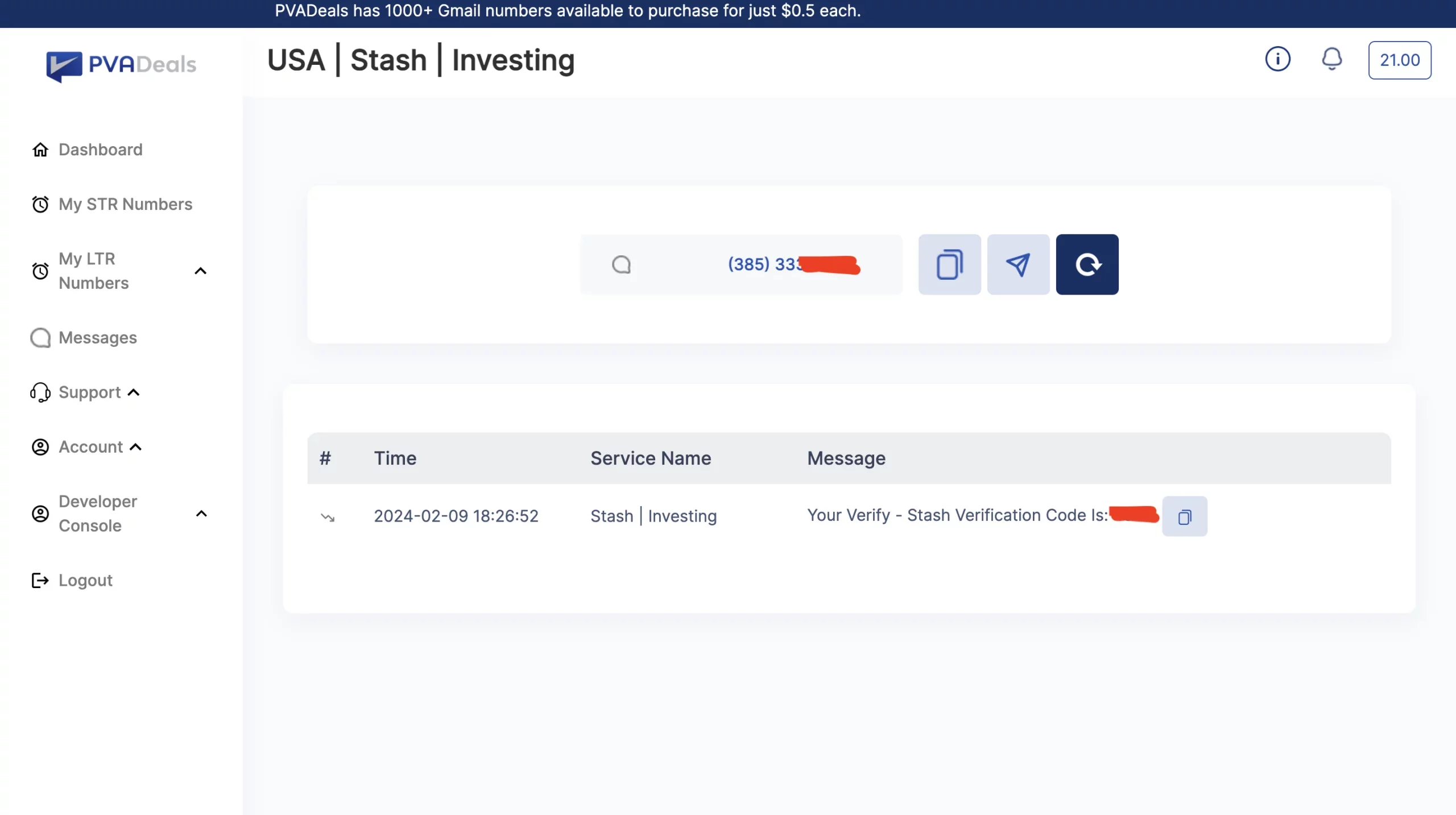 stash verification code