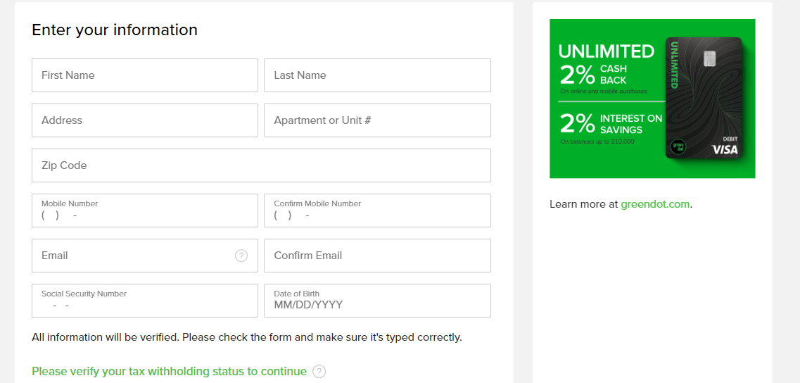create green dot account