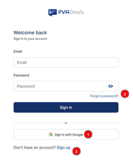 How to sign in sign up with PVADeals